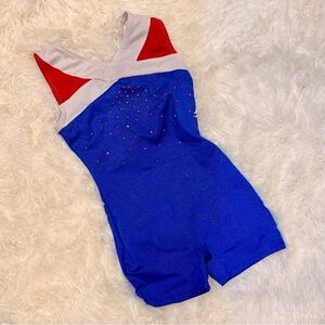 Danskin Blue, Red, White Athletic Kids Romper